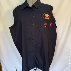Vintage Disney Winnie the Pooh Sleeveless Button Down Shirt Women’s Plus 22W
